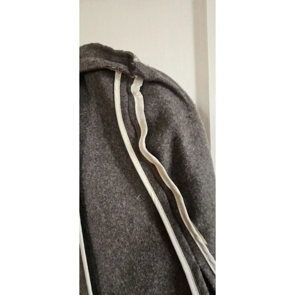 BANANA REPUBLIC Italian Fabric‎ wool blend faux leather trim CAPE gray XS/S - Picture 8 of 14